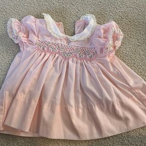 Vintage pink hand smocked dress 3-6 mo